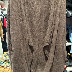 Barefoot Dreams Cozy Brown Open-Front Cardigan